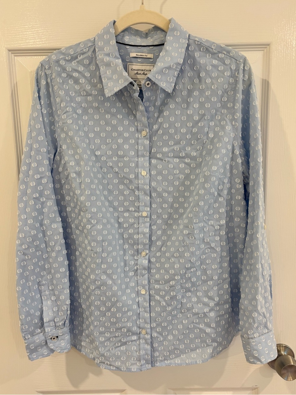Charter Club Relaxed Fit Polka Dot Button Down 10